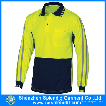 Custom Design Reflective Stripes Safety Polo Shirt with Long Sleeve